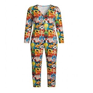 90's Nostalgic Looney Tunes Cartoon Character Bodysuit Onesies Pajamas M-L